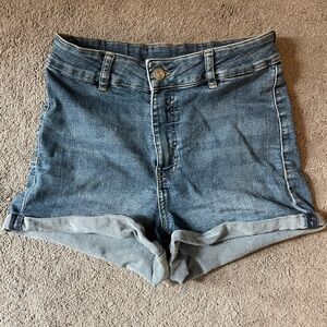 H&M Denim Blue High Waist Jean Shorts
